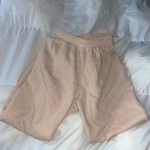 SLA the label peachy beige sweats, logo on back of leg